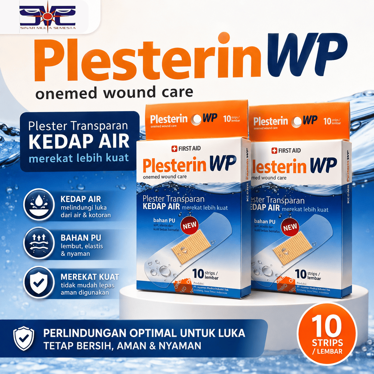Plesterin WP Plester Transparan Kedap Air 10 Strip/Lembar